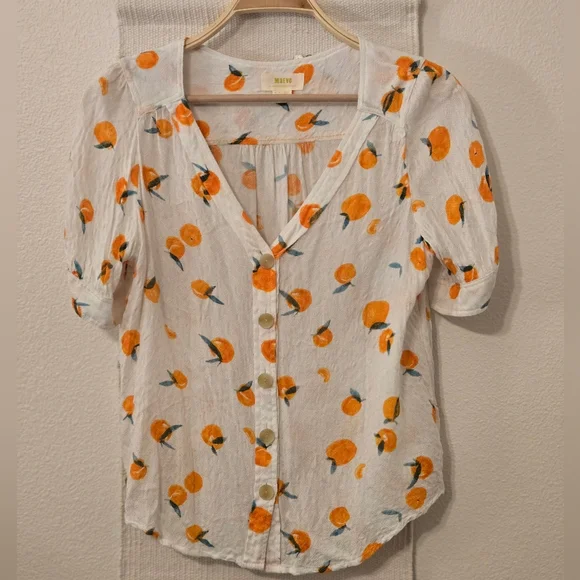 Anthropologie Maeve Hansley Blouse Top 6 Oranges EUC! - Picture 3 of 8